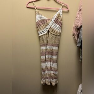 Striped Crochet Halter Dress